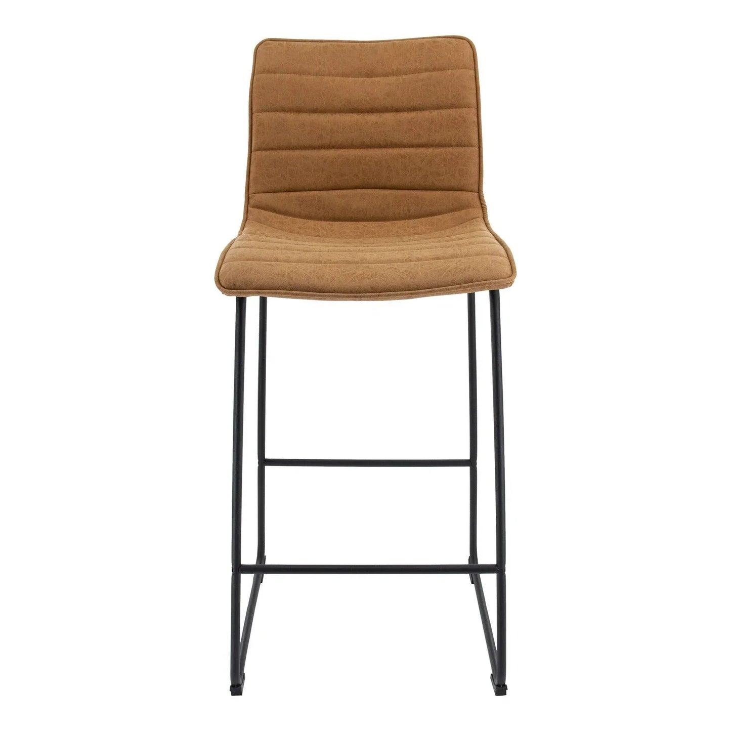 Brooklyn 29.9" Modern Leather Bar Stool With Black Iron Base & Footrest - Elax Furniture