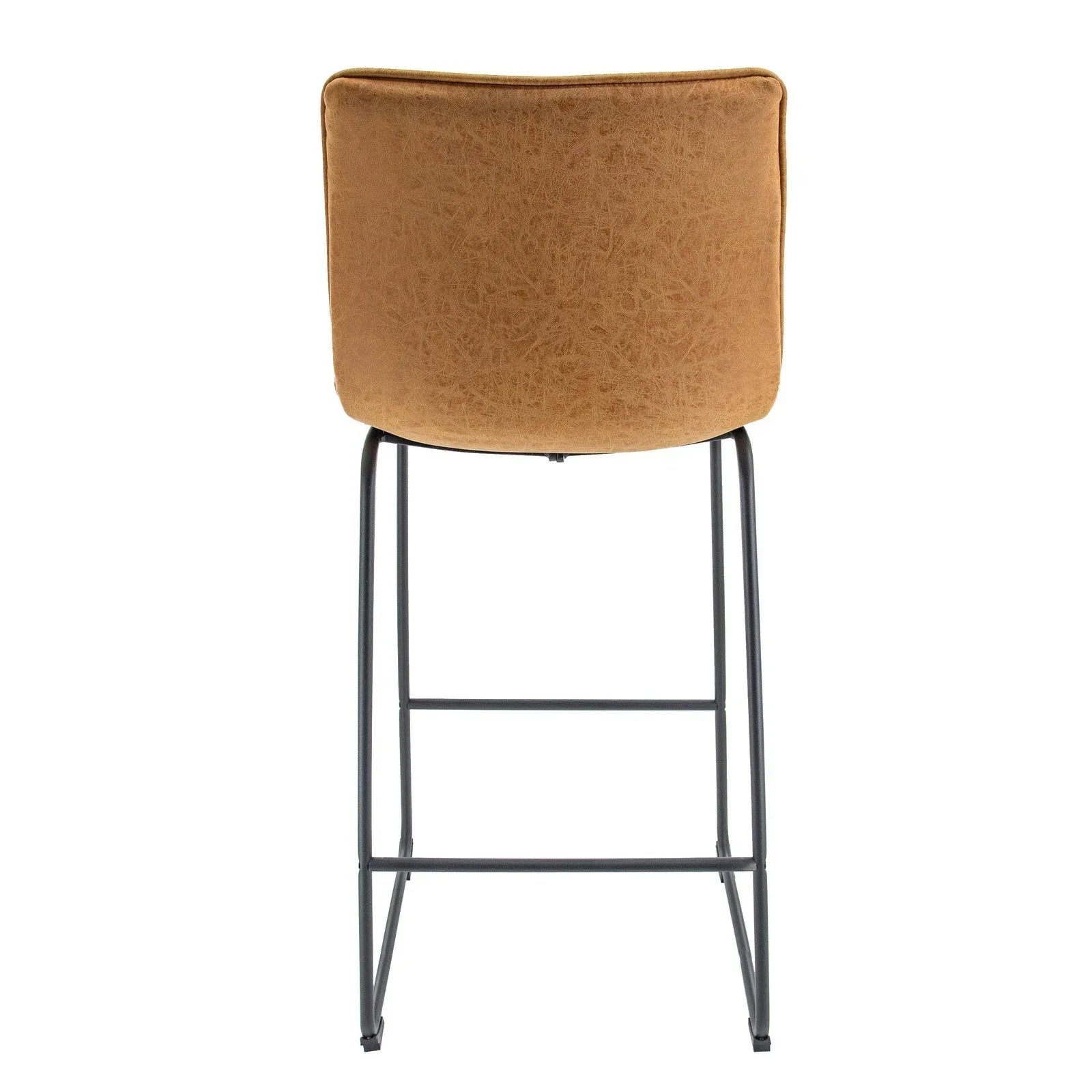 Brooklyn 29.9" Modern Leather Bar Stool With Black Iron Base & Footrest Set of 2 - Elax Furniture