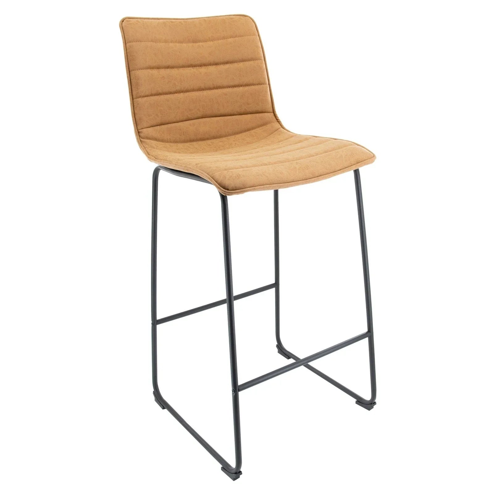 Brooklyn 29.9" Modern Leather Bar Stool With Black Iron Base & Footrest - Elax Furniture