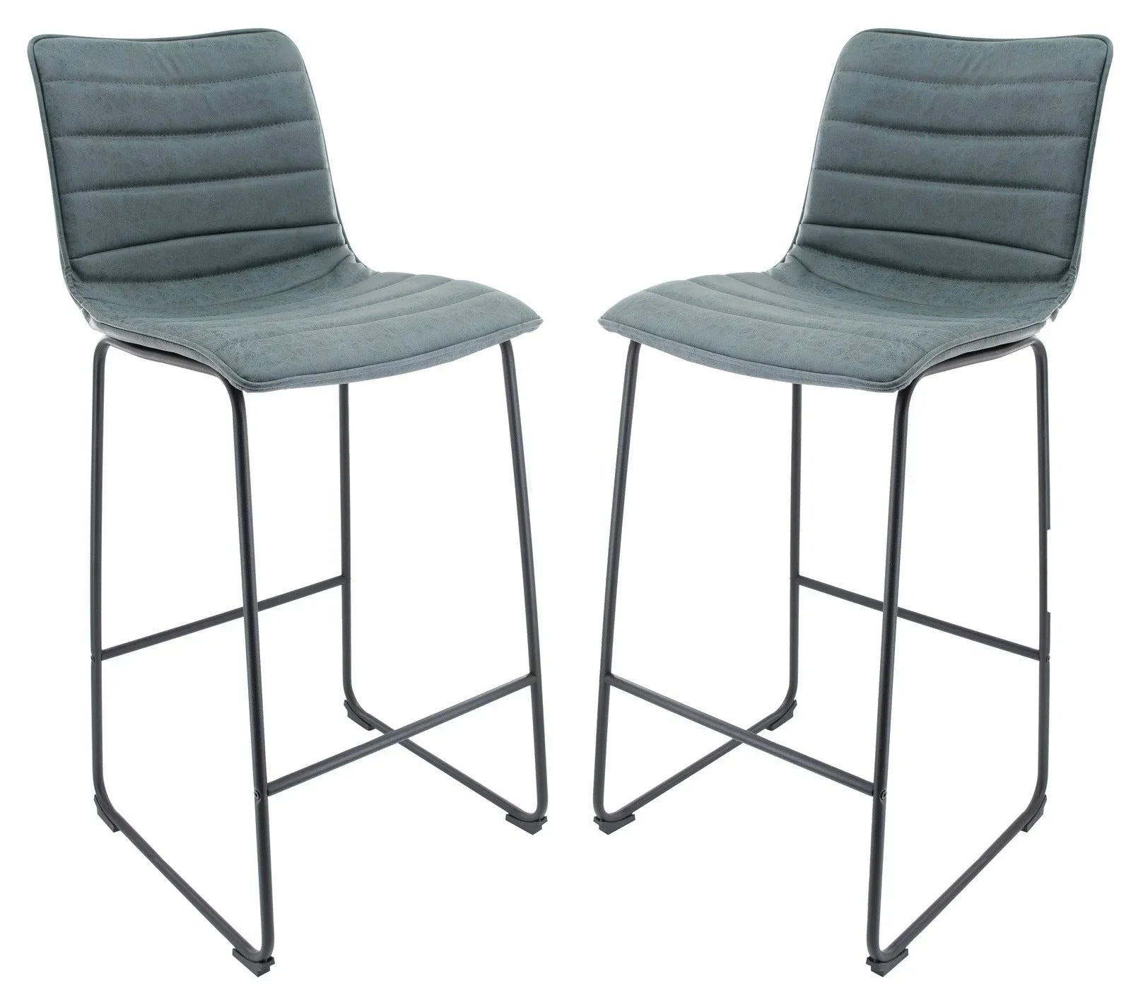 Brooklyn 29.9" Modern Leather Bar Stool With Black Iron Base & Footrest Set of 2 - Elax Furniture