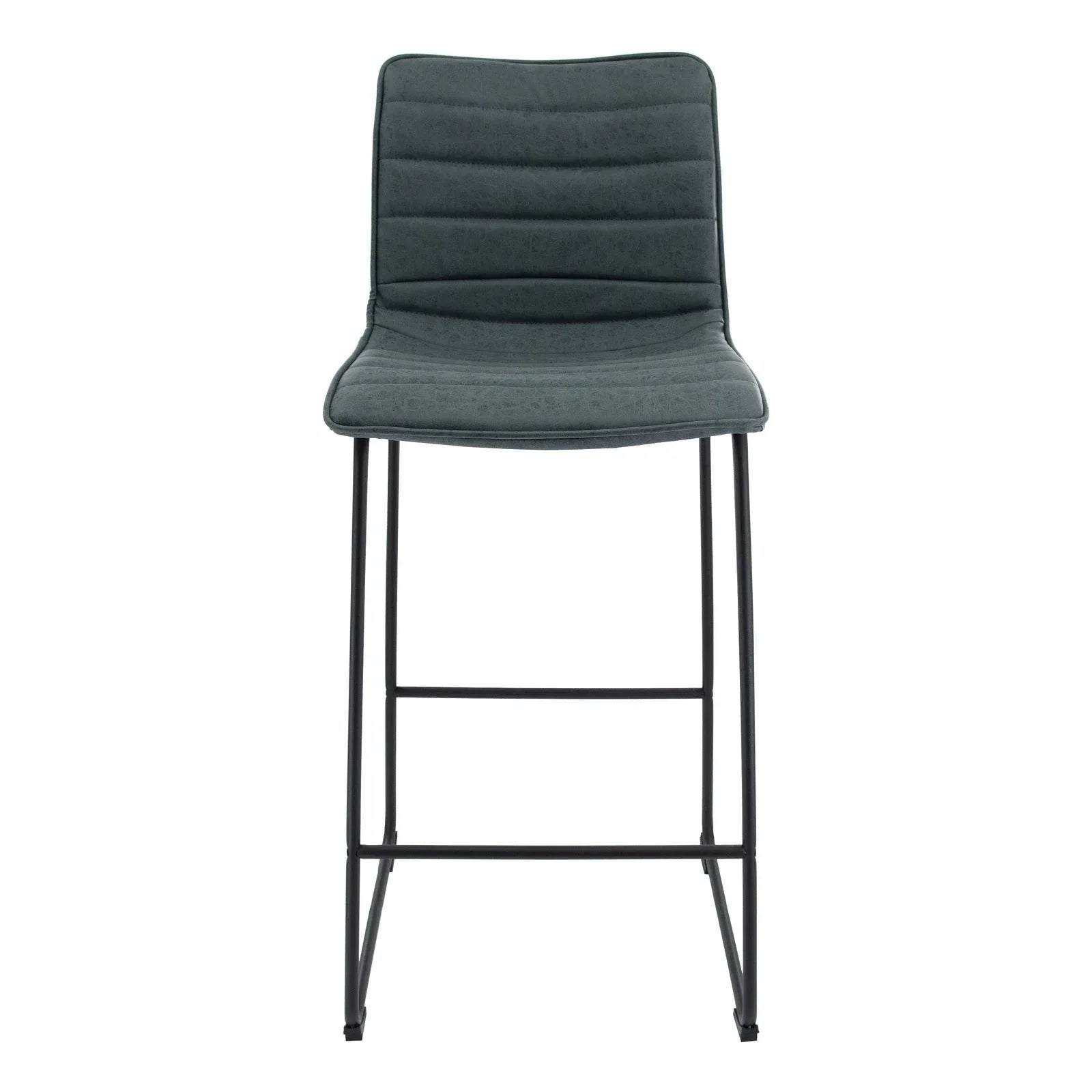 Brooklyn 29.9" Modern Leather Bar Stool With Black Iron Base & Footrest Set of 2 - Elax Furniture