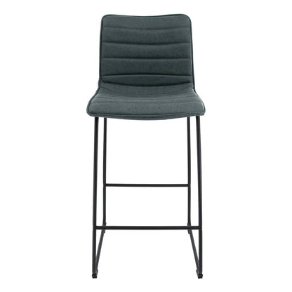 Brooklyn 29.9" Modern Leather Bar Stool With Black Iron Base & Footrest Set of 2 - Elax Furniture