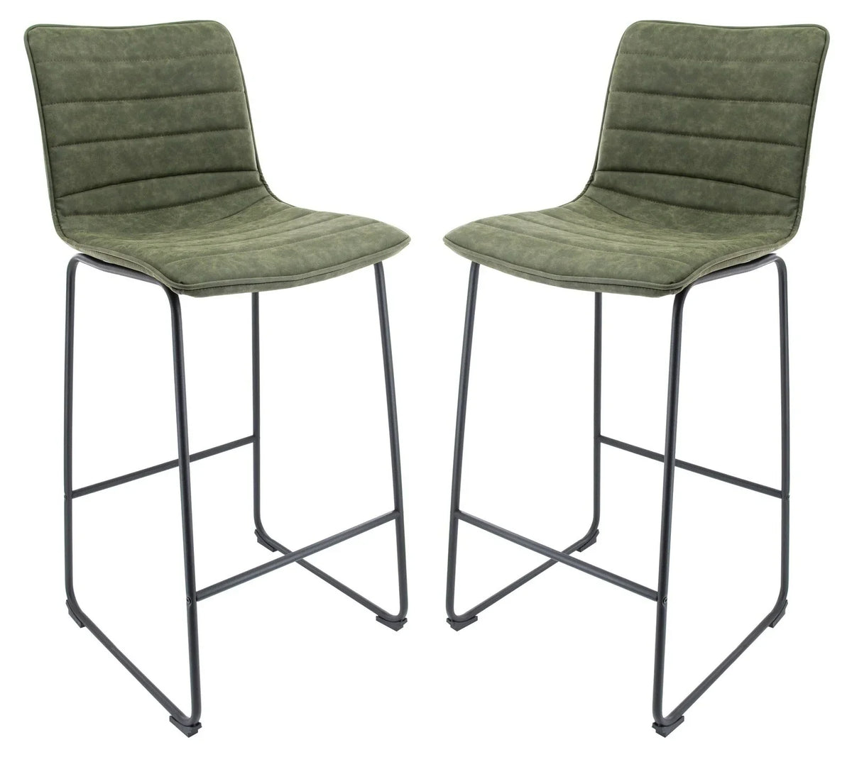 Brooklyn 29.9" Modern Leather Bar Stool With Black Iron Base & Footrest - Elax Furniture