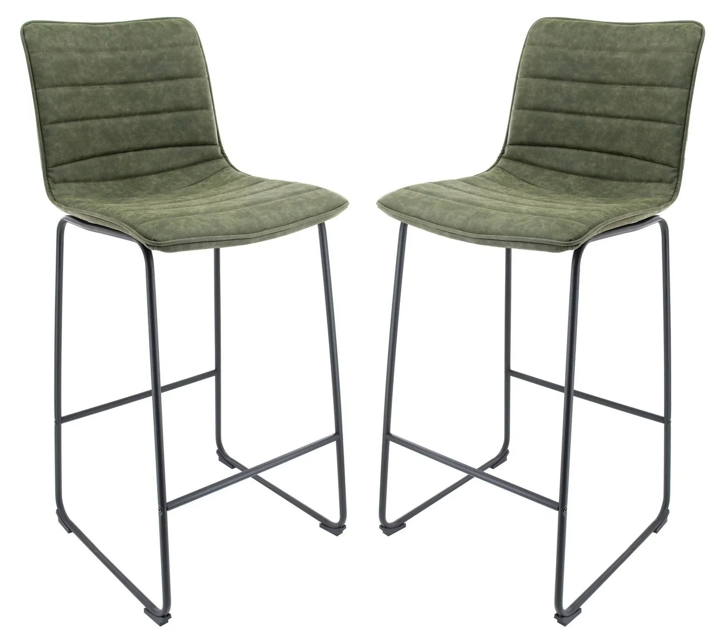 Brooklyn 29.9" Modern Leather Bar Stool With Black Iron Base & Footrest Set of 2 - Elax Furniture