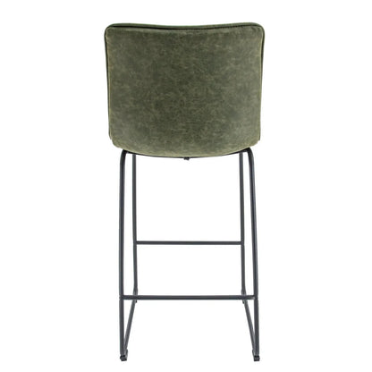Brooklyn 29.9" Modern Leather Bar Stool With Black Iron Base & Footrest - Elax Furniture