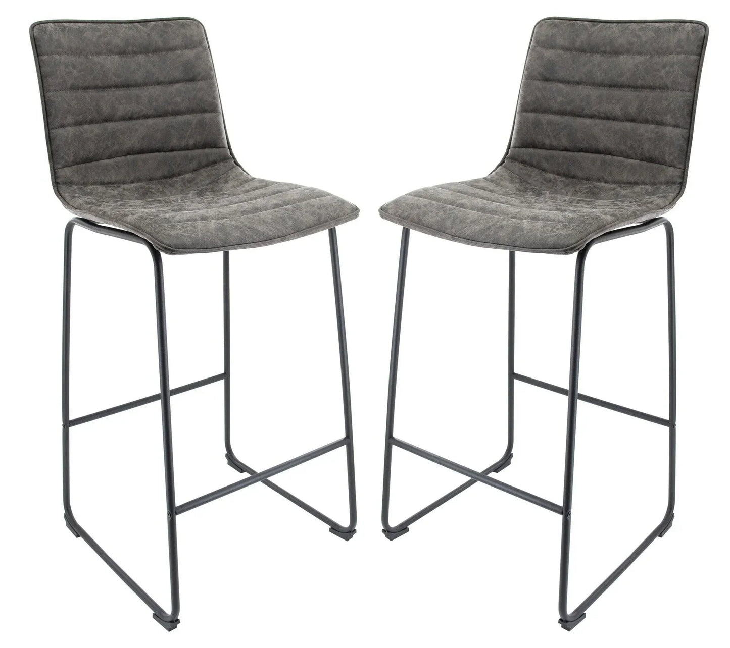Brooklyn 29.9" Modern Leather Bar Stool With Black Iron Base & Footrest - Elax Furniture