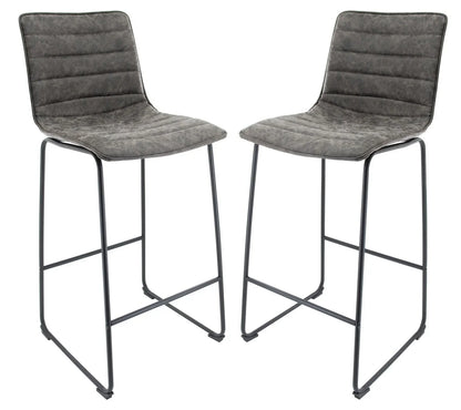 Brooklyn 29.9" Modern Leather Bar Stool With Black Iron Base & Footrest - Elax Furniture