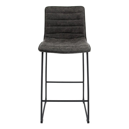 Brooklyn 29.9" Modern Leather Bar Stool With Black Iron Base & Footrest Set of 2 - Elax Furniture
