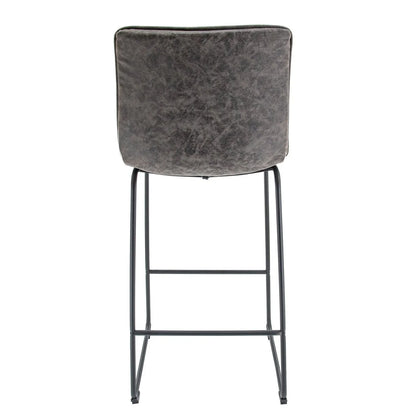 Brooklyn 29.9" Modern Leather Bar Stool With Black Iron Base & Footrest - Elax Furniture