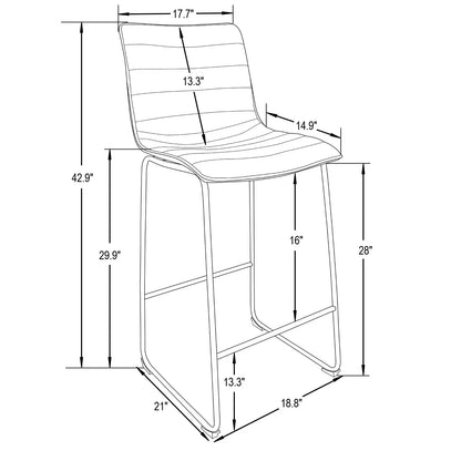 Brooklyn 29.9" Modern Leather Bar Stool With Black Iron Base & Footrest Set of 2 - Elax Furniture