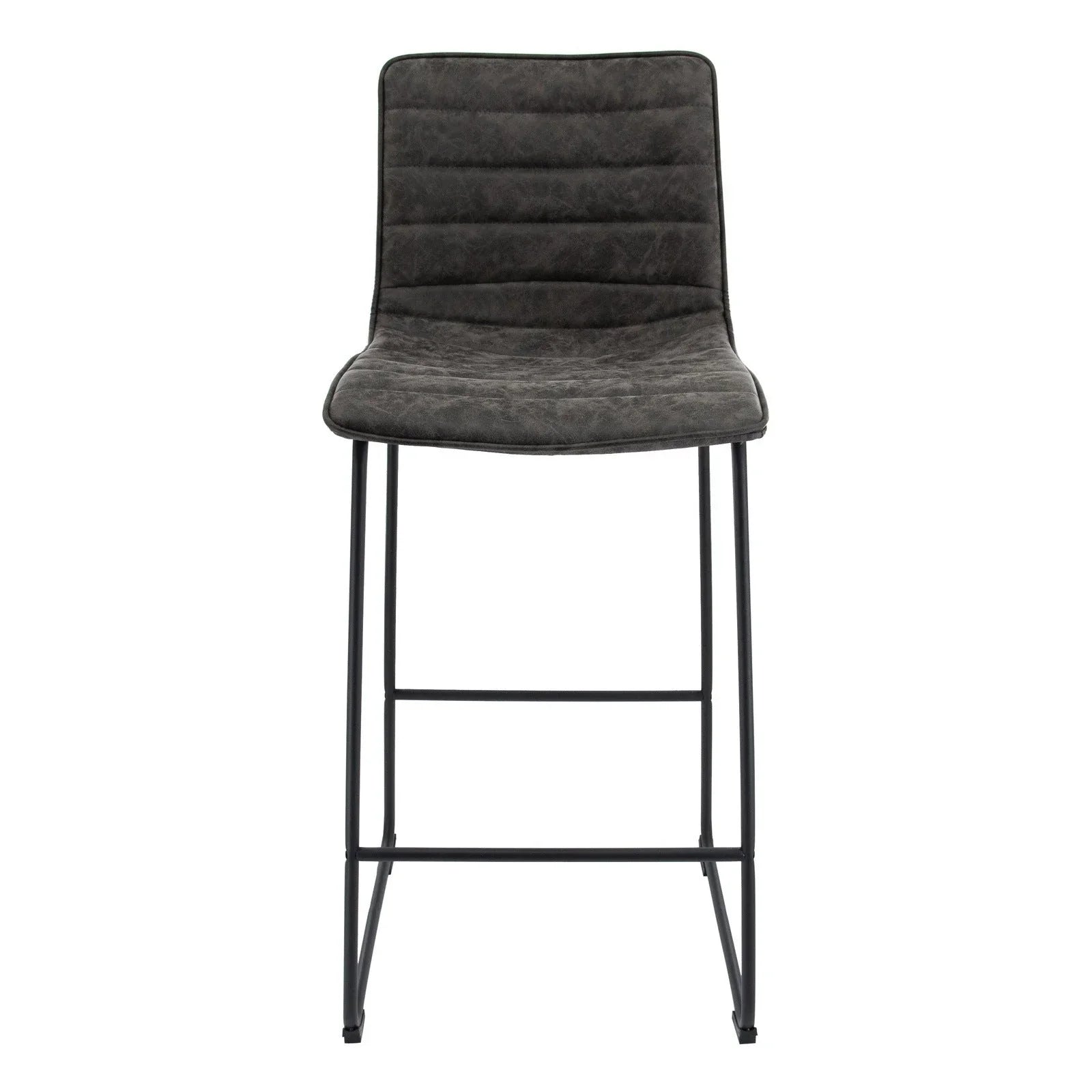 Brooklyn 29.9" Modern Leather Bar Stool With Black Iron Base & Footrest - Elax Furniture