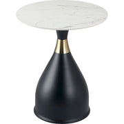 Bento Sintered Stone Top Side Table Round Accent Table Indoor Nightstand with Stainless Steel - Elax Furniture