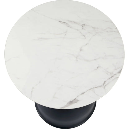 Bento Sintered Stone Top Side Table Round Accent Table Indoor Nightstand with Stainless Steel - Elax Furniture