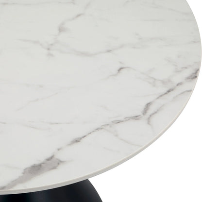 Bento Sintered Stone Top Side Table Round Accent Table Indoor Nightstand with Stainless Steel - Elax Furniture