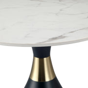 Bento Sintered Stone Top Side Table Round Accent Table Indoor Nightstand with Stainless Steel - Elax Furniture