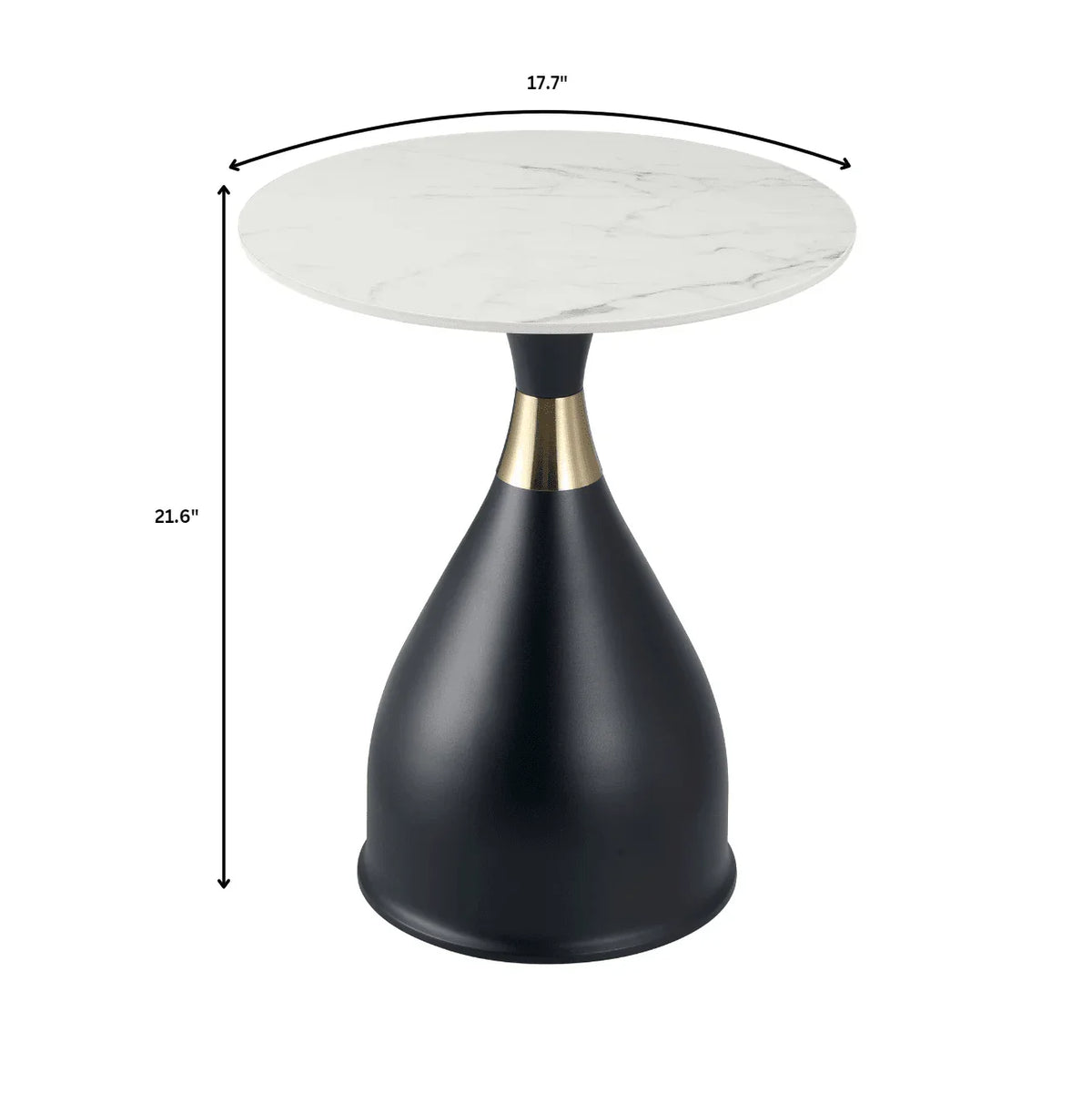 Bento Sintered Stone Top Side Table Round Accent Table Indoor Nightstand with Stainless Steel - Elax Furniture