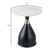 Bento Sintered Stone Top Side Table Round Accent Table Indoor Nightstand with Stainless Steel - Elax Furniture