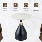 Bento Sintered Stone Top Side Table Round Accent Table Indoor Nightstand with Stainless Steel - Elax Furniture