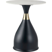 Bento Sintered Stone Top Side Table Round Accent Table Indoor Nightstand with Stainless Steel - Elax Furniture