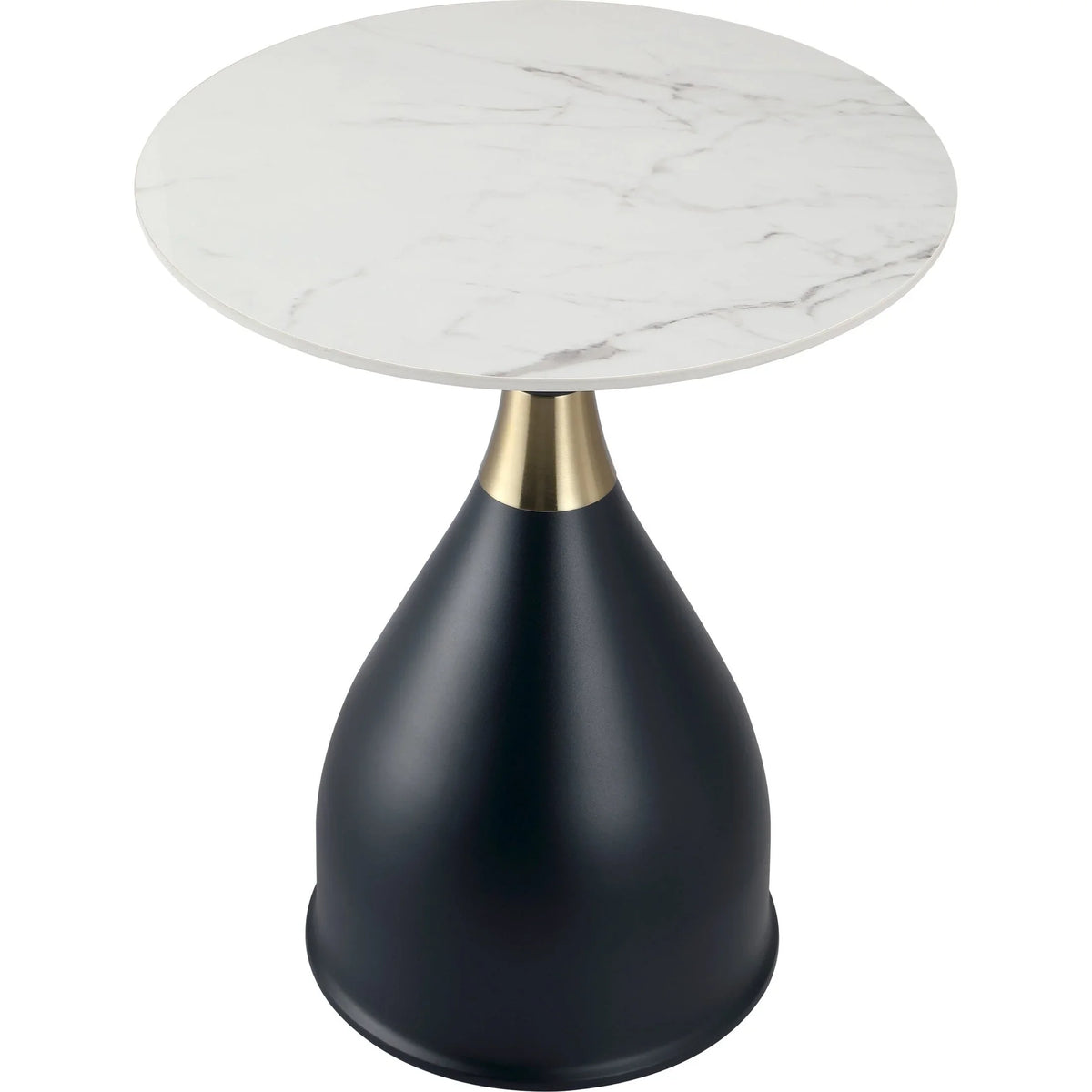 Bento Sintered Stone Top Side Table Round Accent Table Indoor Nightstand with Stainless Steel - Elax Furniture