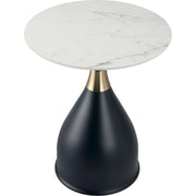 Bento Sintered Stone Top Side Table Round Accent Table Indoor Nightstand with Stainless Steel - Elax Furniture