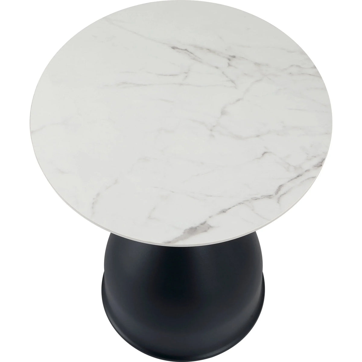 Bento Sintered Stone Top Side Table Round Accent Table Indoor Nightstand with Stainless Steel - Elax Furniture