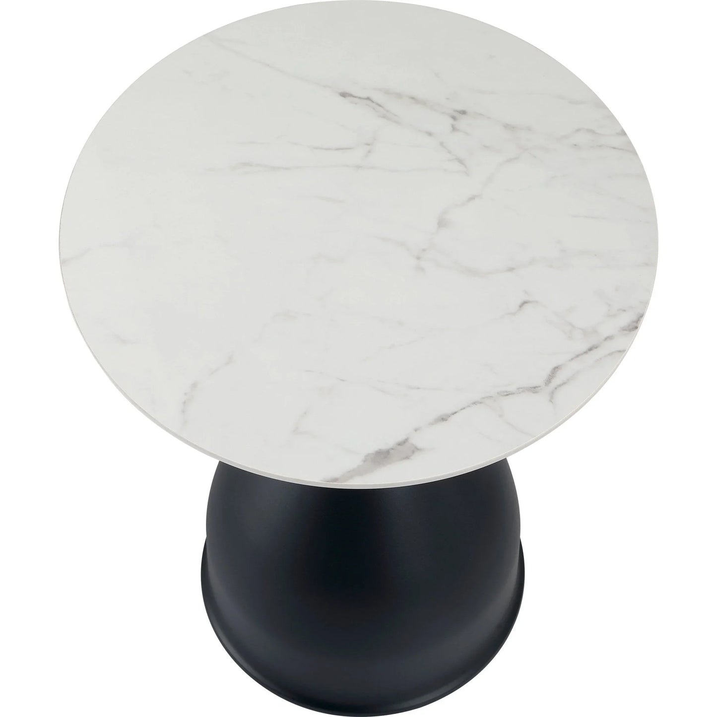 Bento Sintered Stone Top Side Table Round Accent Table Indoor Nightstand with Stainless Steel - Elax Furniture