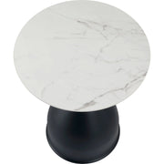 Bento Sintered Stone Top Side Table Round Accent Table Indoor Nightstand with Stainless Steel - Elax Furniture