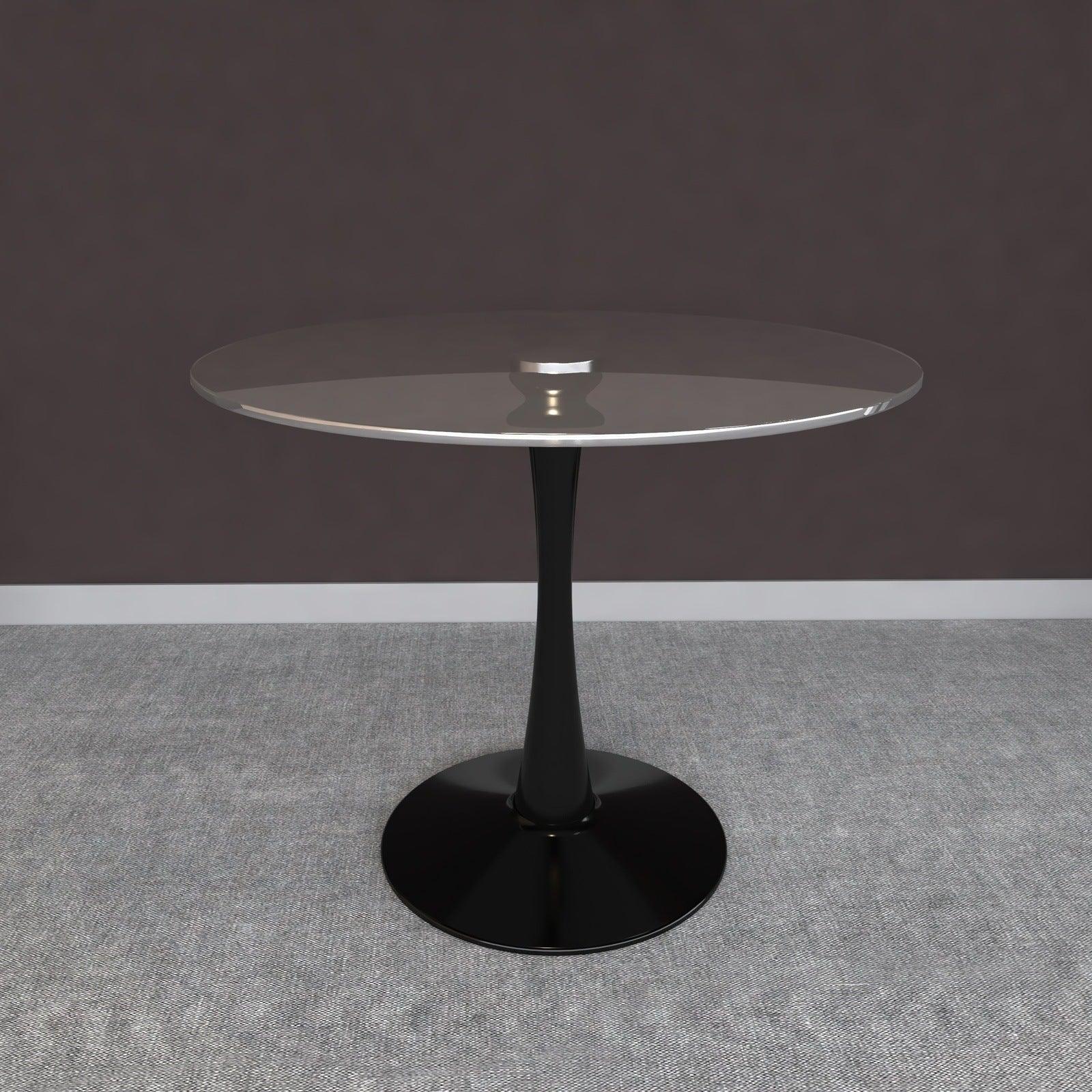 Bristol Round Dining Table with Glass Top and Iron Pedestal Base - Elax Furniture