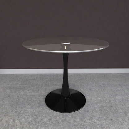 Bristol Round Dining Table with Glass Top and Iron Pedestal Base - Elax Furniture