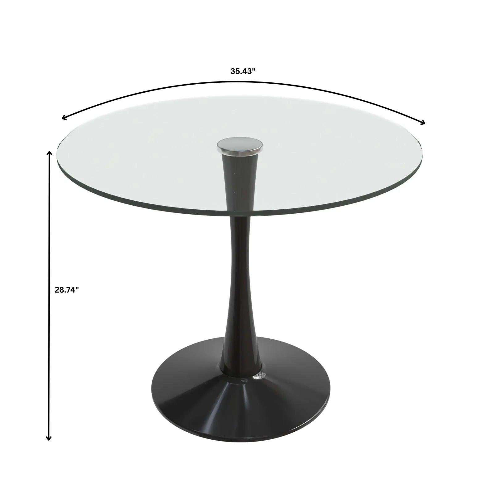 Bristol Round Dining Table with Glass Top and Iron Pedestal Base - Elax Furniture