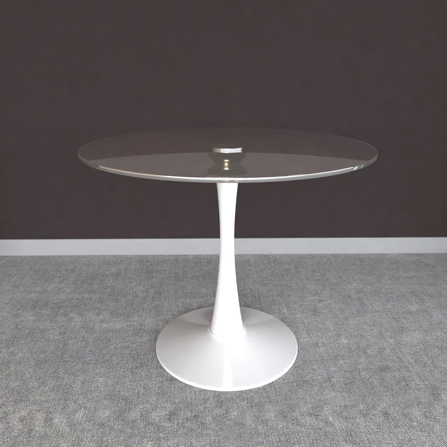 Bristol Round Dining Table with Glass Top and Iron Pedestal Base - Elax Furniture