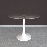 Bristol Round Dining Table with Glass Top and Iron Pedestal Base - Elax Furniture