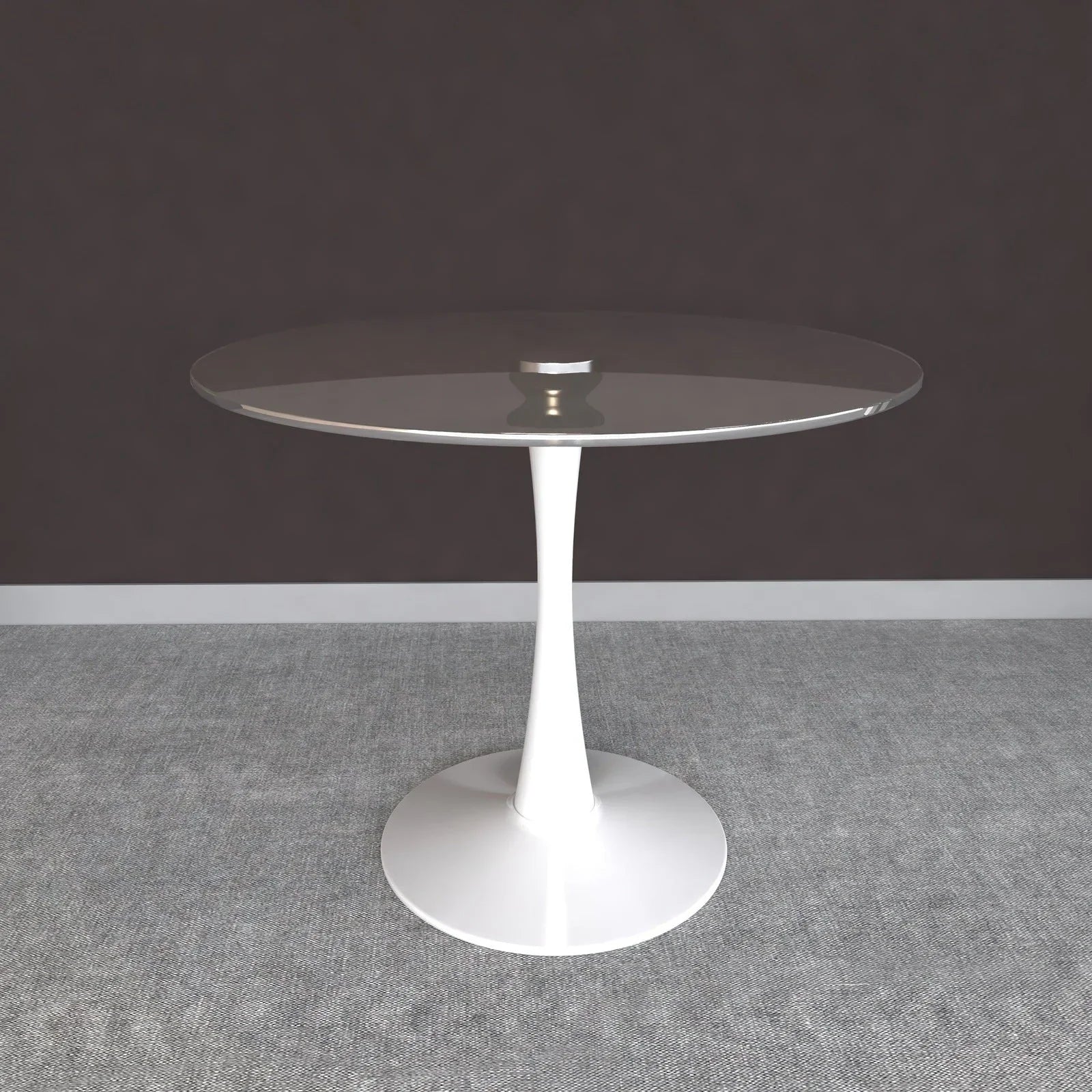 Bristol Round Dining Table with Glass Top and Iron Pedestal Base - Elax Furniture