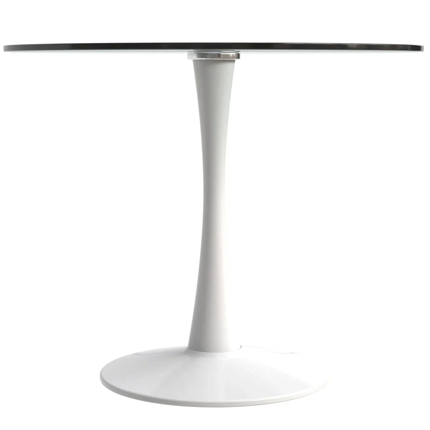 Bristol Round Dining Table with Glass Top and Iron Pedestal Base - Elax Furniture