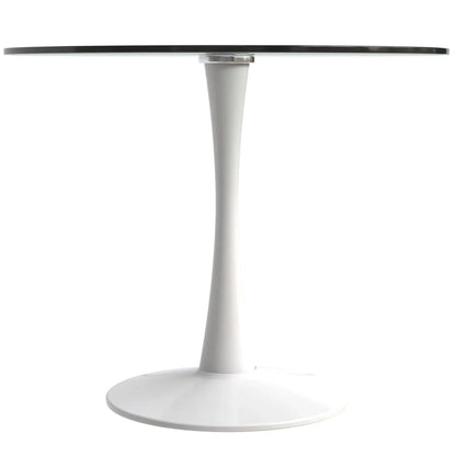 Bristol Round Dining Table with Glass Top and Iron Pedestal Base - Elax Furniture