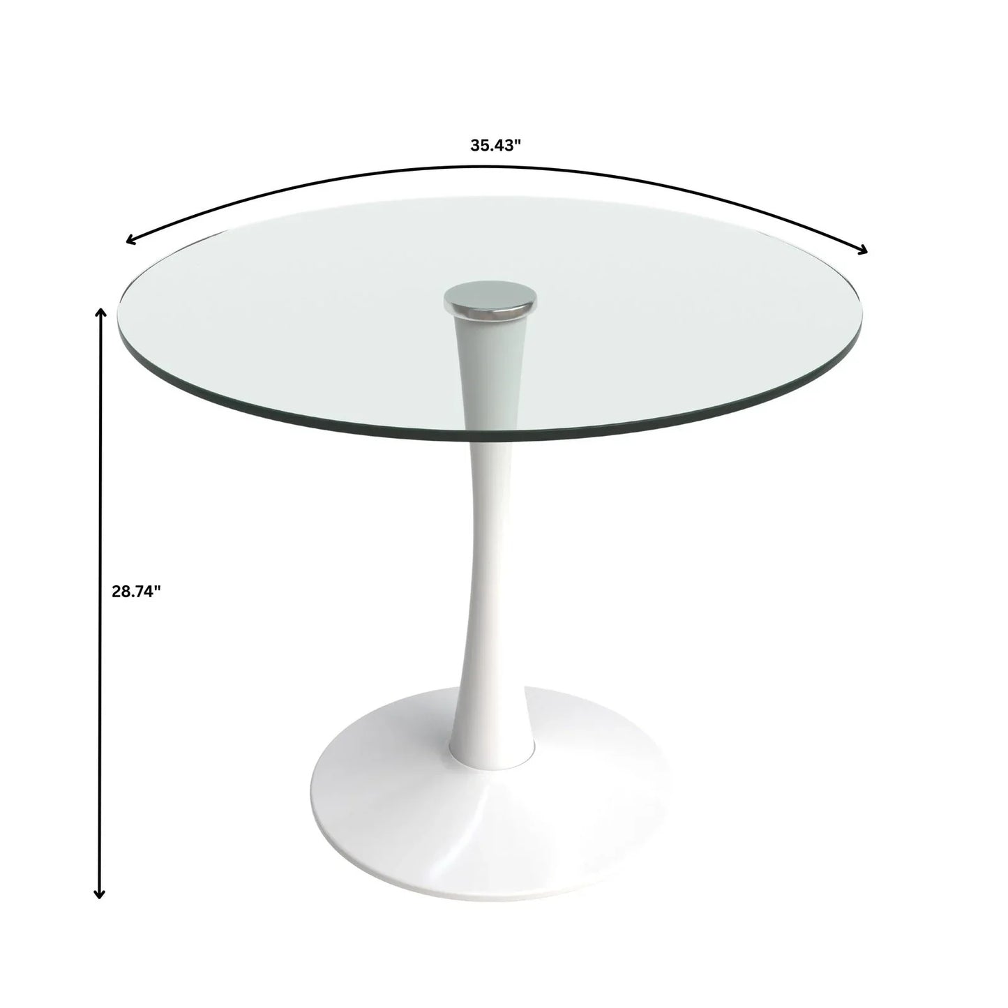 Bristol Round Dining Table with Glass Top and Iron Pedestal Base - Elax Furniture