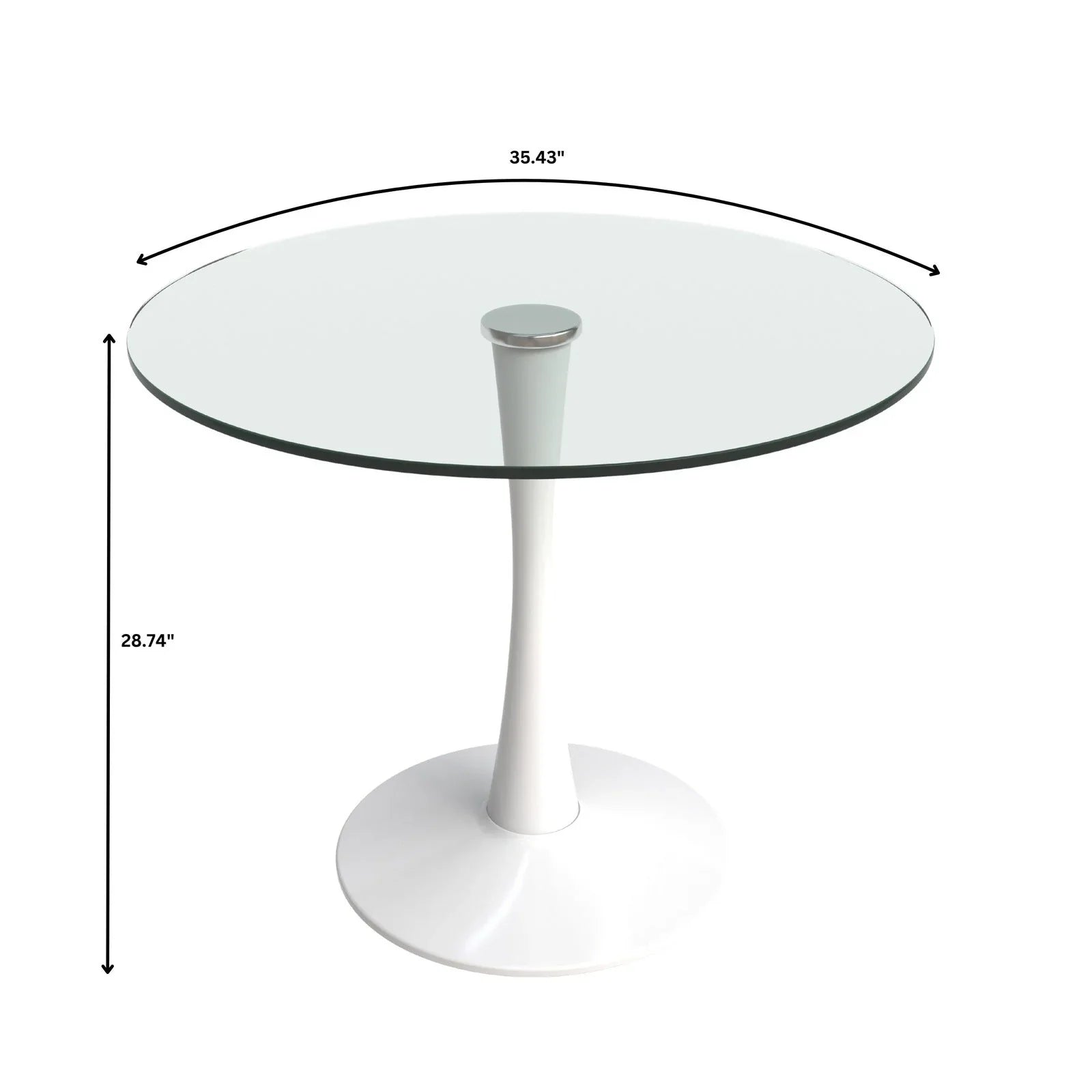 Bristol Round Dining Table with Glass Top and Iron Pedestal Base - Elax Furniture