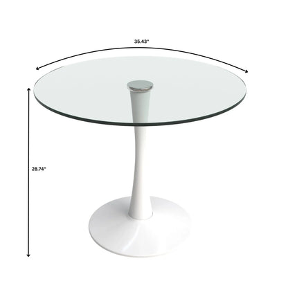 Bristol Round Dining Table with Glass Top and Iron Pedestal Base - Elax Furniture