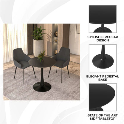Bristol 24" Round Dining Table with MDF Wood Tabletop in Black Steel - Elax Furniture