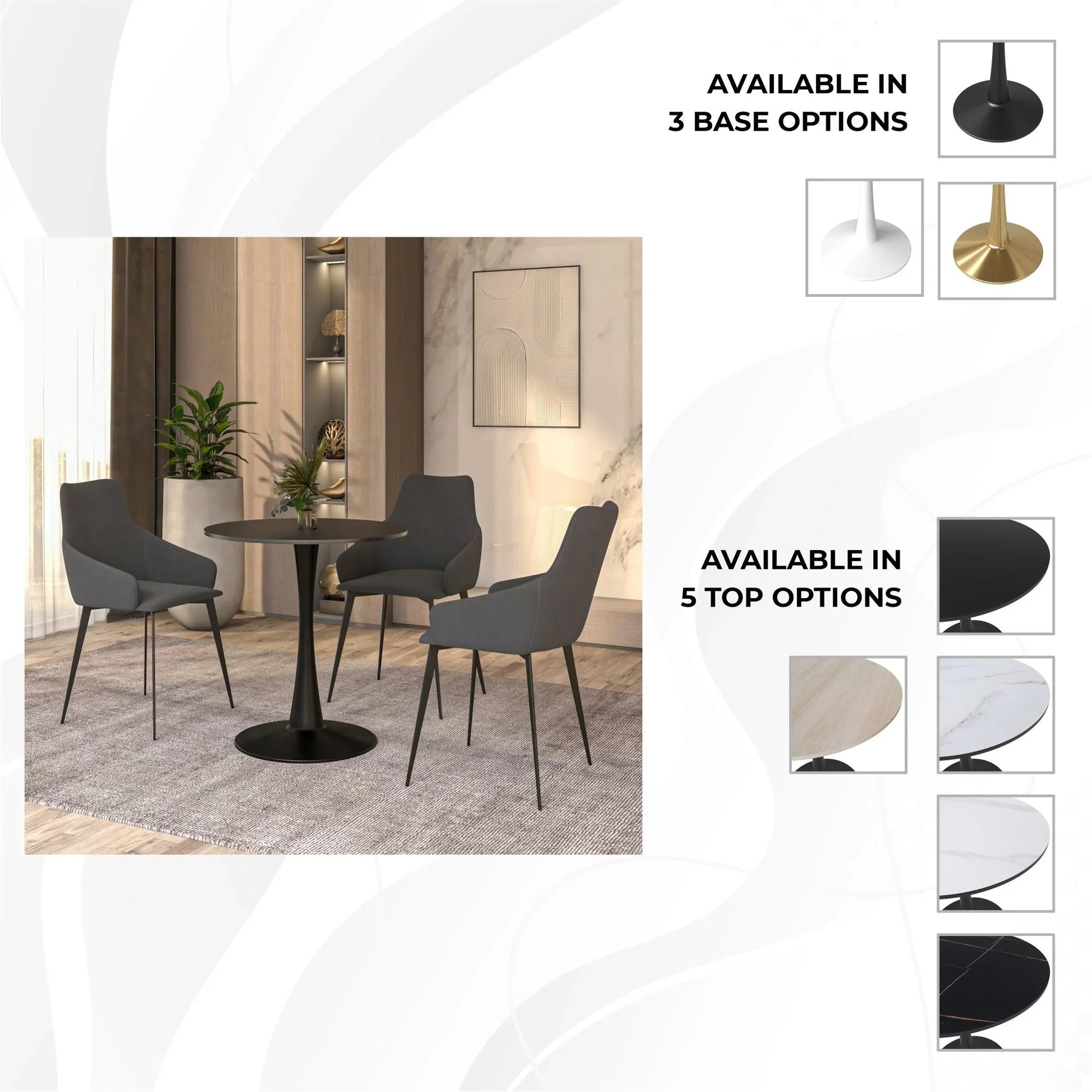 Bristol 24" Round Dining Table with MDF Wood Tabletop in Black Steel - Elax Furniture