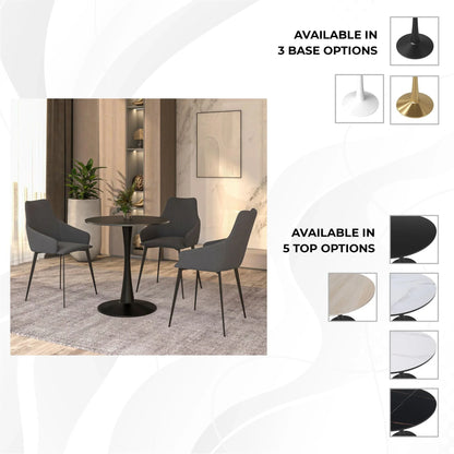 Bristol 24" Round Dining Table with MDF Wood Tabletop in Black Steel - Elax Furniture