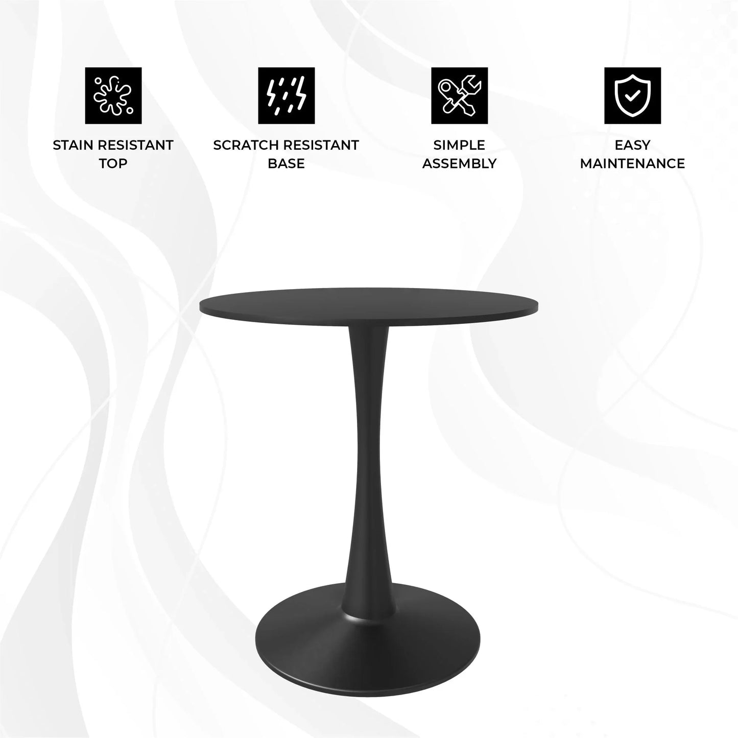 Bristol 24" Round Dining Table with MDF Wood Tabletop in Black Steel - Elax Furniture