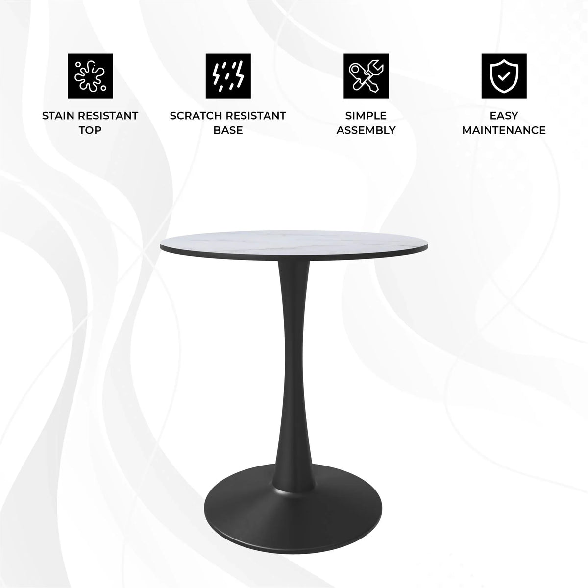 Bristol 24" Round Dining Table with MDF Wood Tabletop in Black Steel - Elax Furniture