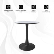 Bristol 24" Round Dining Table with MDF Wood Tabletop in Black Steel - Elax Furniture
