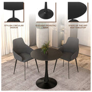 Bristol 27" Round Dining Table with MDF Wood Tabletop in Black Steel - Elax Furniture