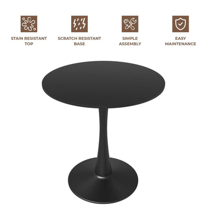 Bristol 27" Round Dining Table with MDF Wood Tabletop in Black Steel - Elax Furniture