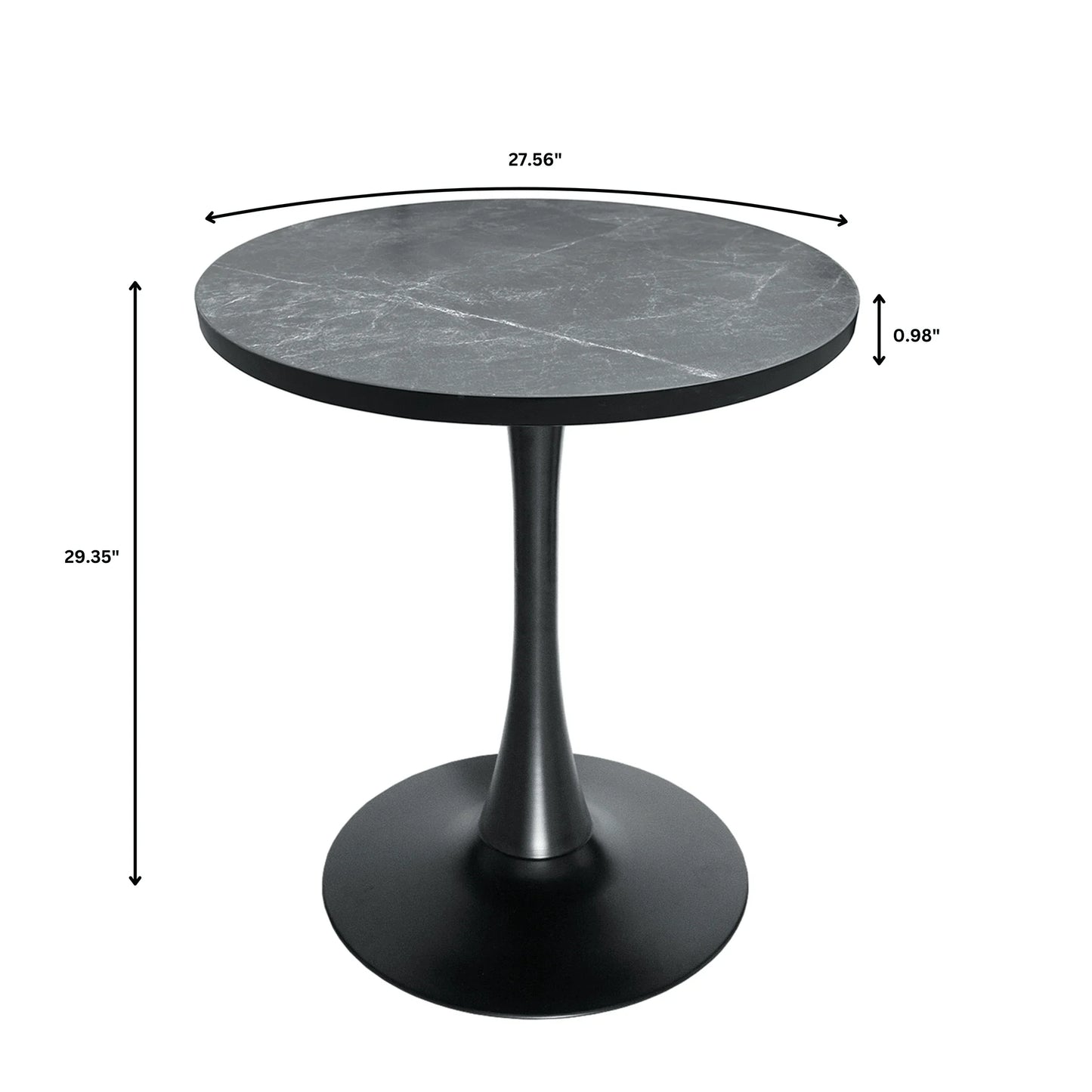 Bristol Round Dining Table with 27" MDF Tabletop and Black Iron Pedestal Base - Elax Furniture