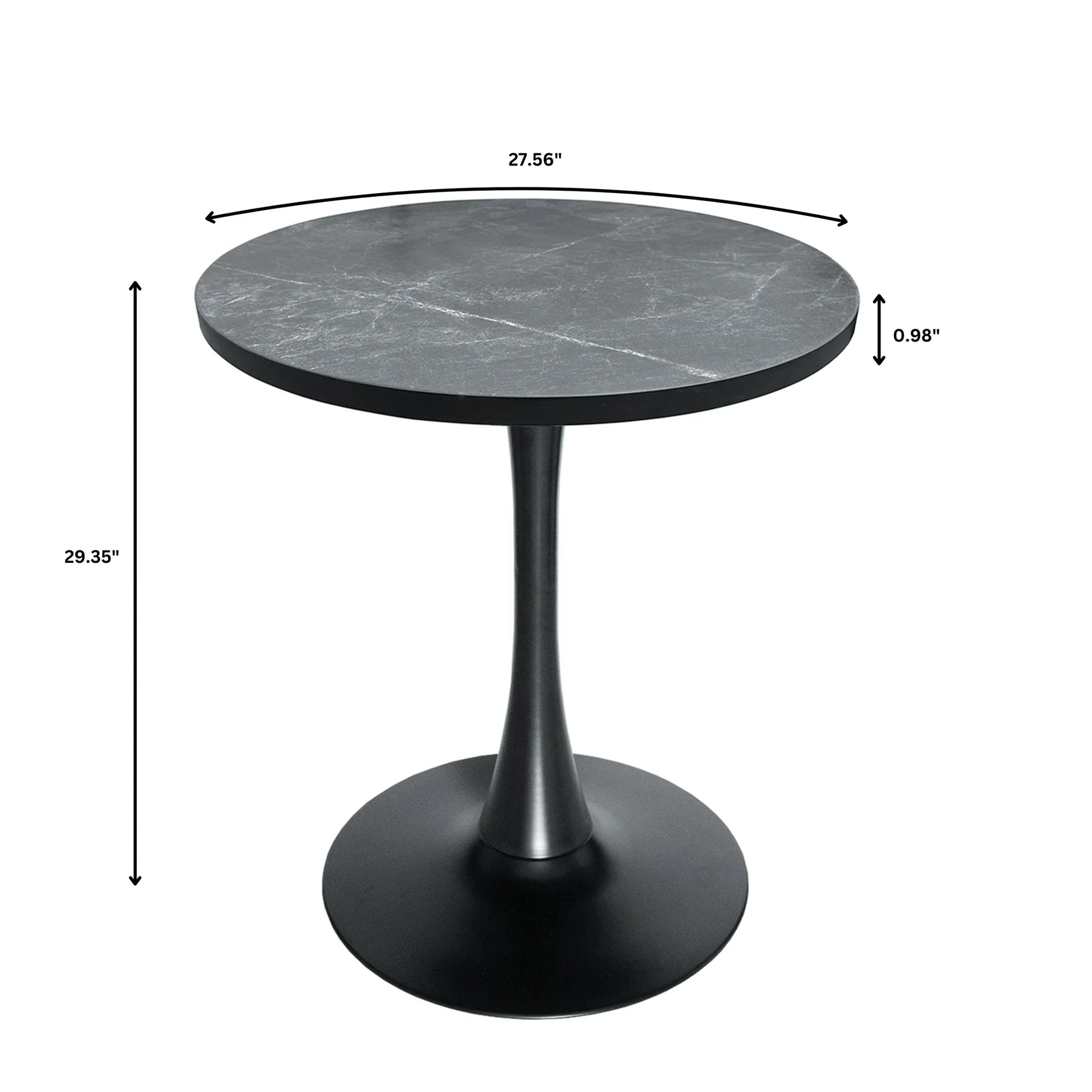 Bristol Round Dining Table with 27" MDF Tabletop and Black Iron Pedestal Base - Elax Furniture