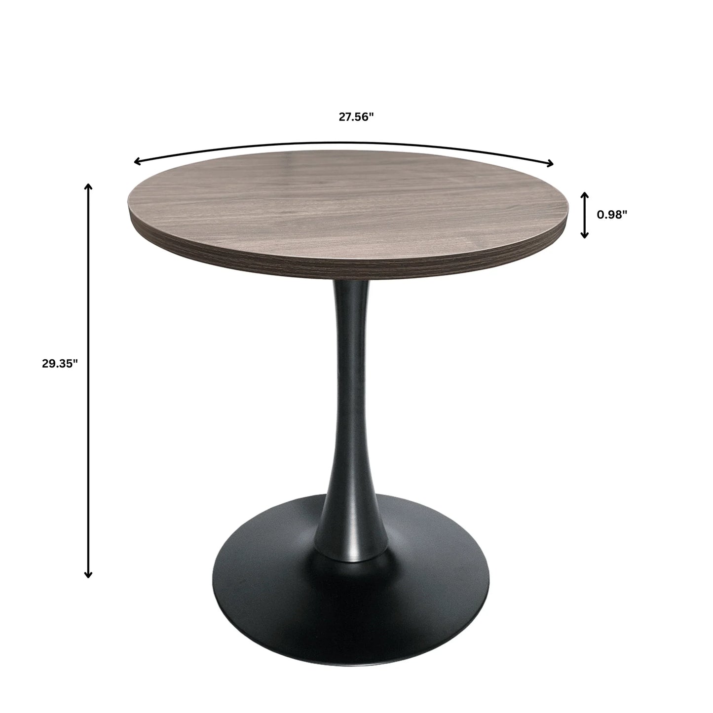 Bristol Round Dining Table with 27" MDF Tabletop and Black Iron Pedestal Base - Elax Furniture